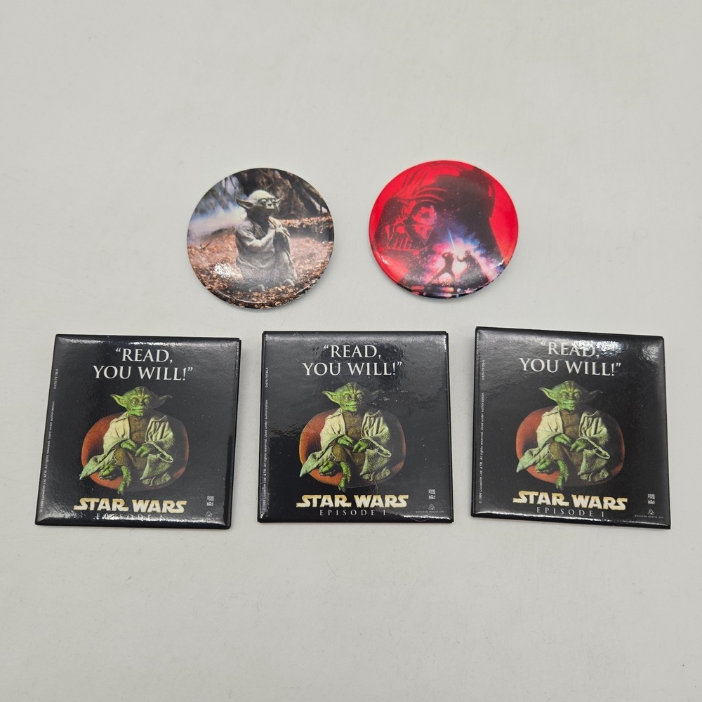 1983 Star Wars Photo Button Pin Lot Yoda Vader Return Jedi Episode 1 Movie Promo